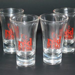 RED STAG by Jim Beam VINTAGE 4" SHOT GLASS (LOT of
